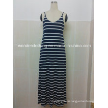 Sexy ärmellose Streifen Sling Stripe Maxi Langes Kleid